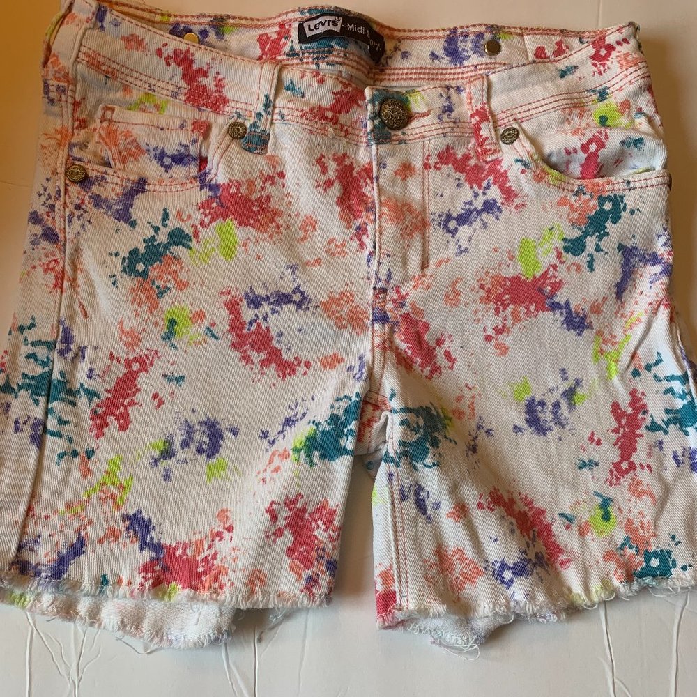 Levi White Patterned Girls Shorts